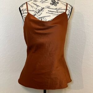Elegant Rust Satin Cami Top